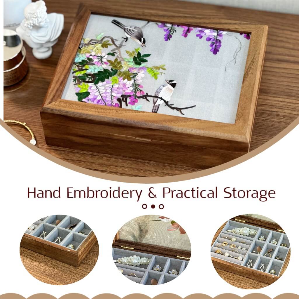 Embroidered Jewelry Box I Personalized Luxury Gift for Women I XIU
